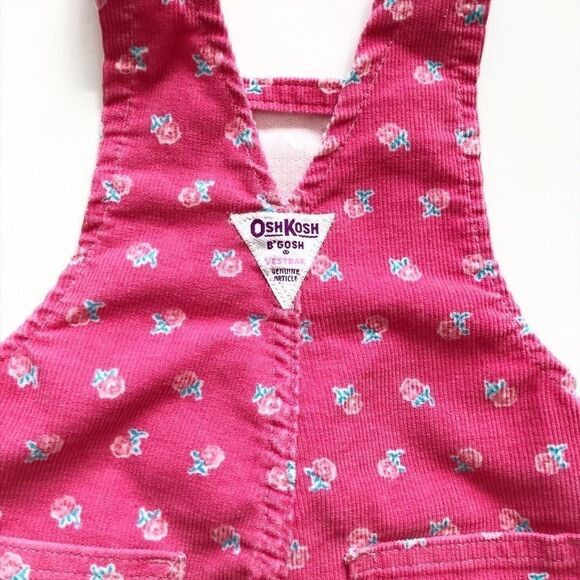 Vintage Oshkosh pink floral corduroy overalls 2T - Picture 5 of 8